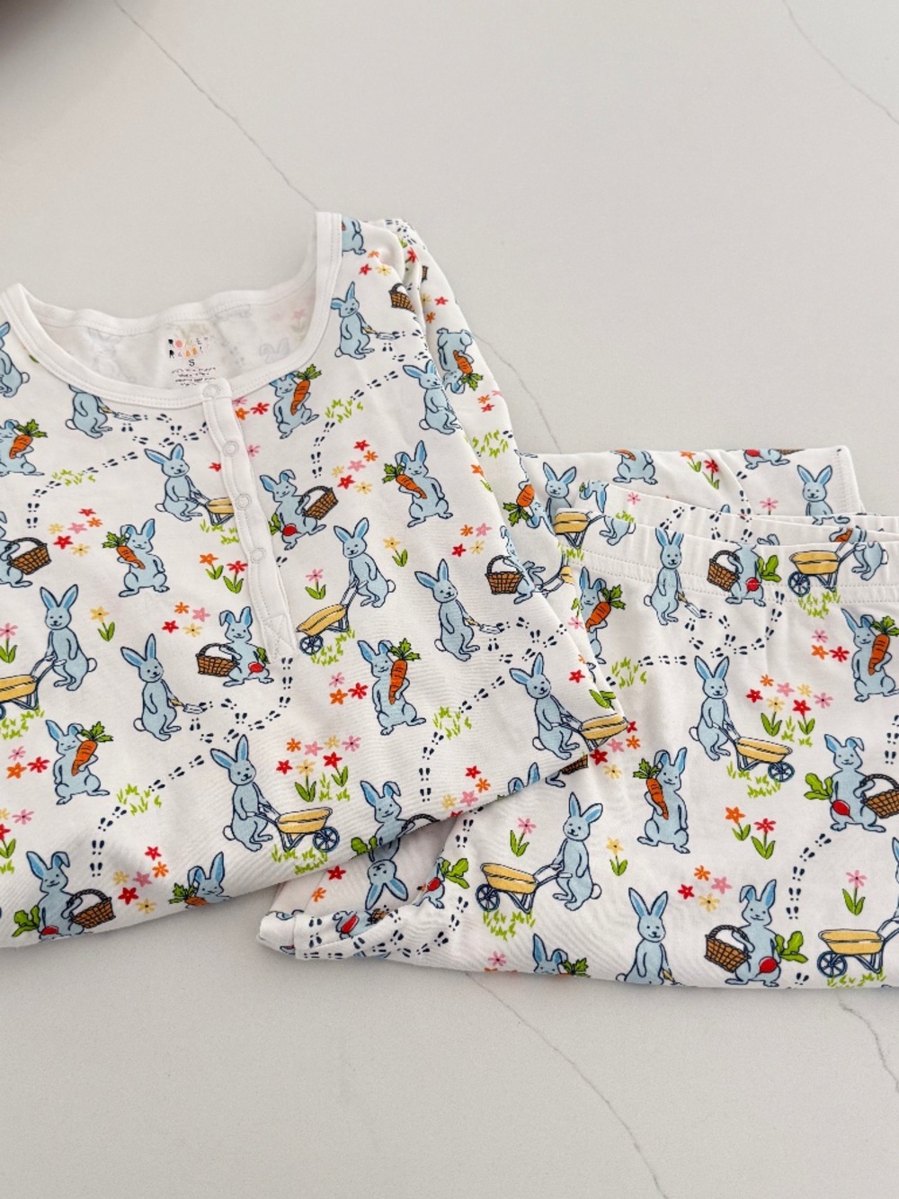 Roller Rabbit Easter Bunny Pajama 2 Piece Long Sleeve Long Pant Sleepwear S